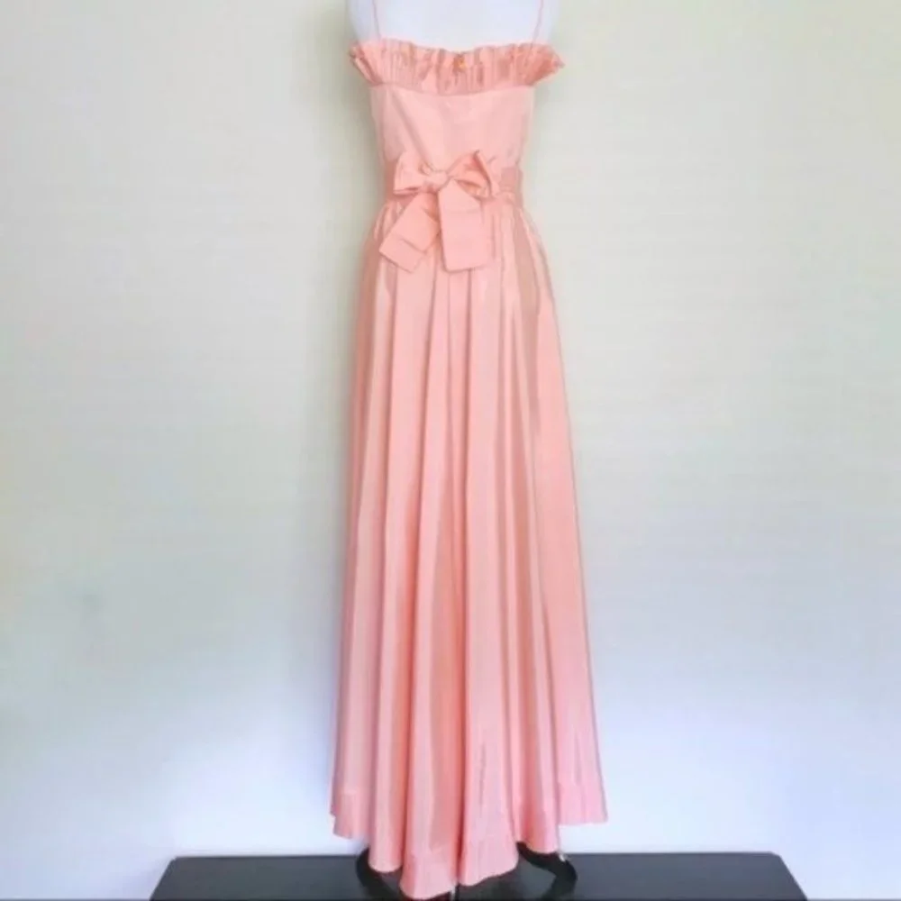 Vintage 80s Lillie Rubin x Albert Capraro Pink Ruffle Formal Dress Gown XXS/XS - Picture 7 of 13